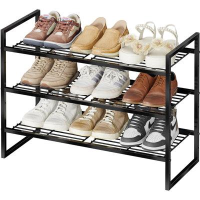 3-Tier Stylish Shoe Rack with Square Frame