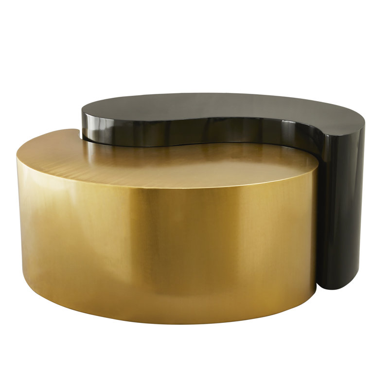 Table basse de salon de style moderne et contemporain fabriquée avec un cadre en tôle de fer (inventaire NJ), Noir et or