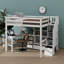 Lit mezzanine double avec bureau, armoire et escalier de rangement-114446995