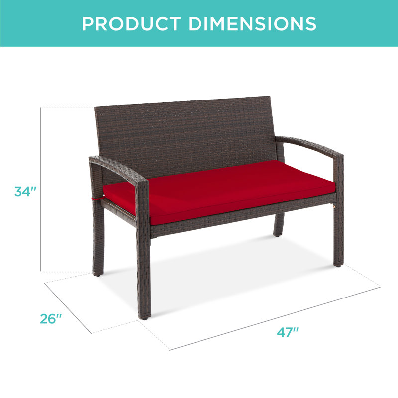 Nethra Steel Outdoor Bench, Brown, Red