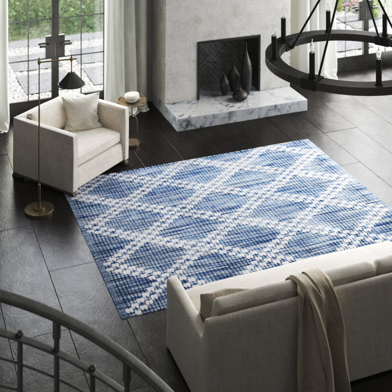 Harlequin Hand-Woven Indigo Area Rug, Rectangle 9' x 13'
