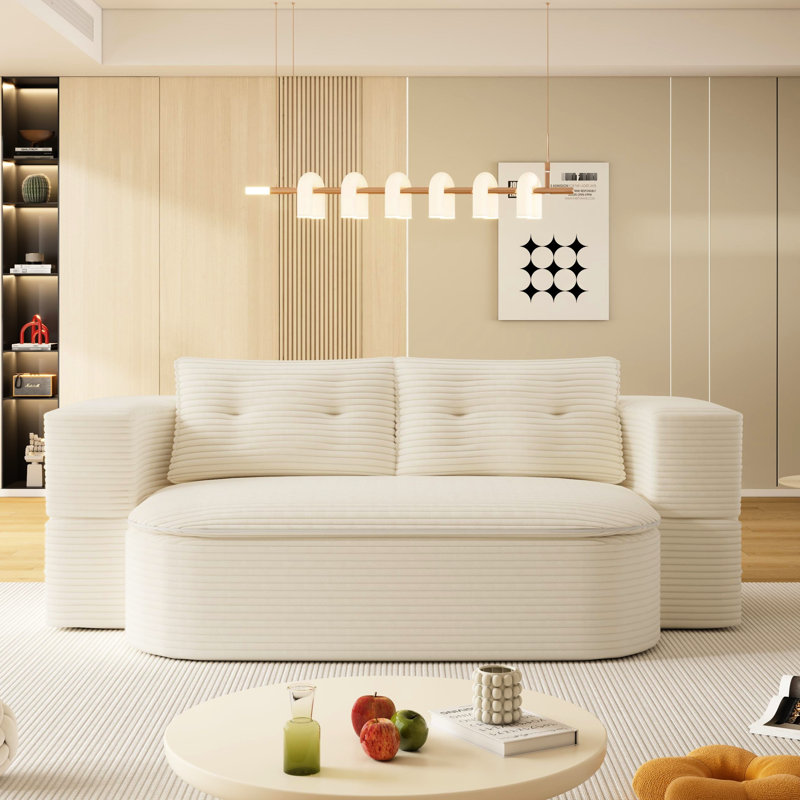 Canapé-lit pliable de 78,7 po de largeur 21 po, avec coussins moelleux, velours côtelé, convient pour une chambre à coucher, couverture polyvalente convertible, 2 mousses à haute résilience, revêtement en velours côtelé, salon peu encombrant