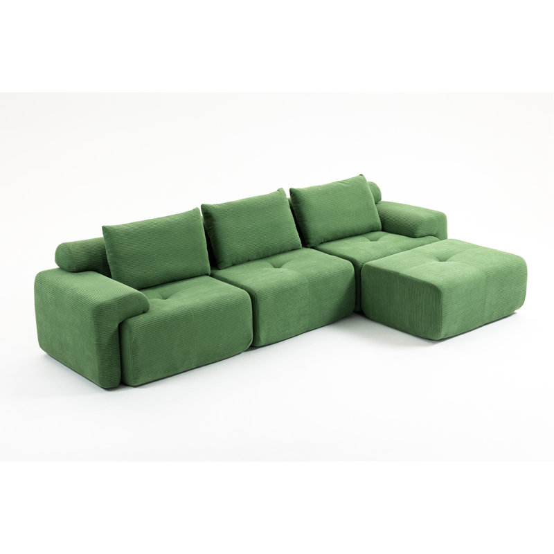 Canapé modulaire en velours côtelé 3 pièces avec structure en mousse à mémoire de forme et en acier, convertible pour le cinéma maison, salon - chambre à coucher, chambre à coucher, installation rapide
