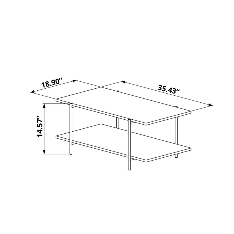 Table basse industrielle de 35,5 pouces Canham