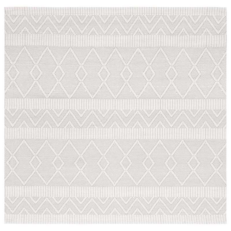 Tapis ivoire / beige tissé à la main Amaleta, Carré de 6 pi