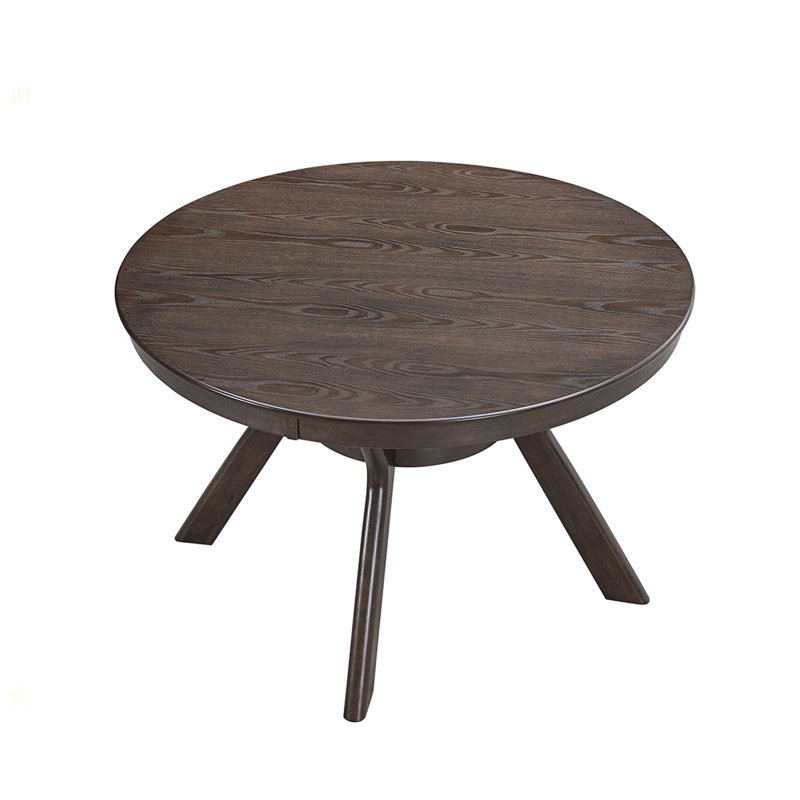 47.24''Round Rubber Wood Dining Table For 4-6 With Wooden Trestle Pedestal Base,Modern Kitchen Wooden Table Dinner Table For Dining Room, Living Room,Brown(1 Table)