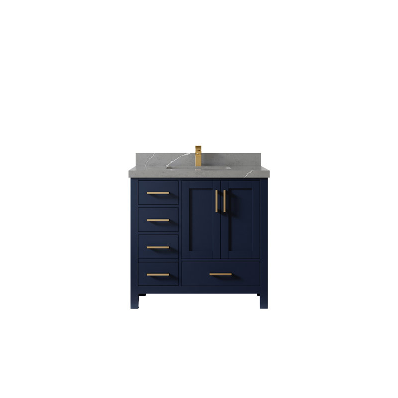 Ensemble de meuble-lavabo simple 36 po Malibu, Gris Piatra
