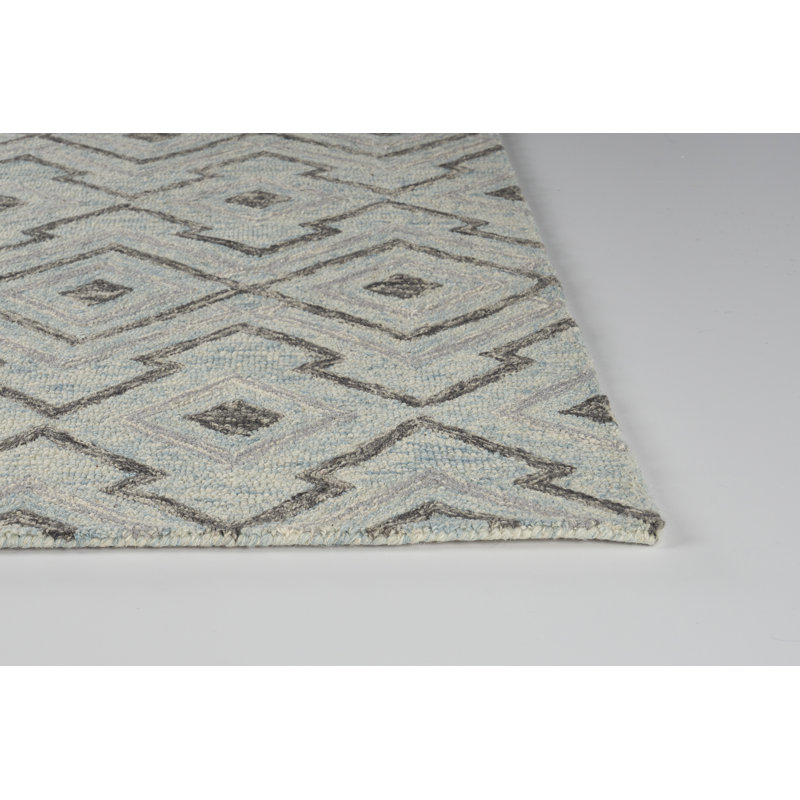 Tapis gris en laine / coton touffeté à la main Addix, Rectangle 8 pi x 10 pi