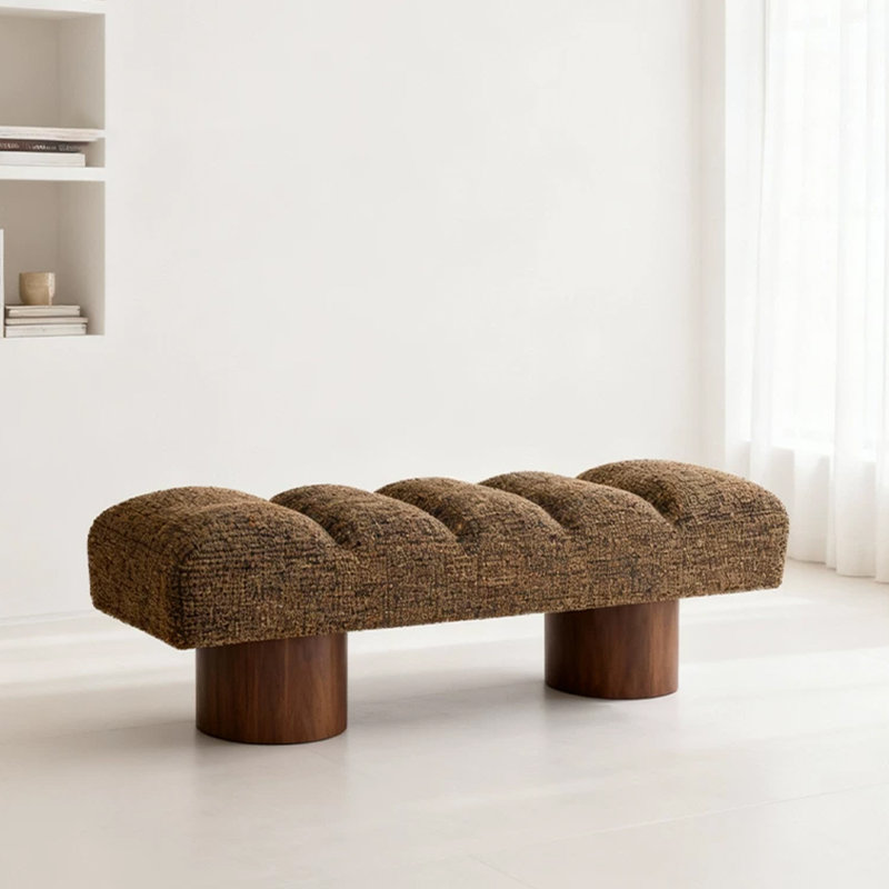 Banc rembourré en bois jaune Sollid, H 17,72 po x l 62,99 po x P 15,75 po