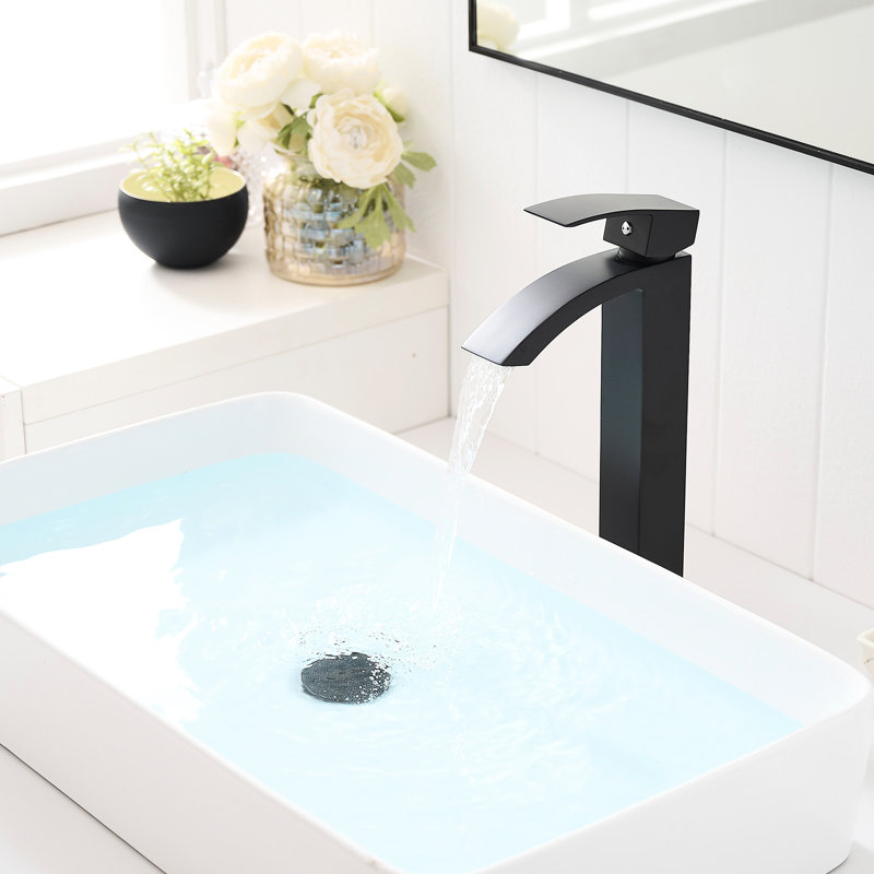 Robinet de salle de bain noir à un trou - Design géométrique et rouille pour les lavabos avec poignée moderne en alliage d'aluminium