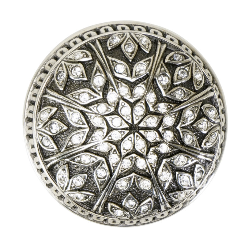 HAMPTON KNOB; DECORATED WITH SWAROVSKI® CLEAR CRYSTAL; BURNISHED , Silver