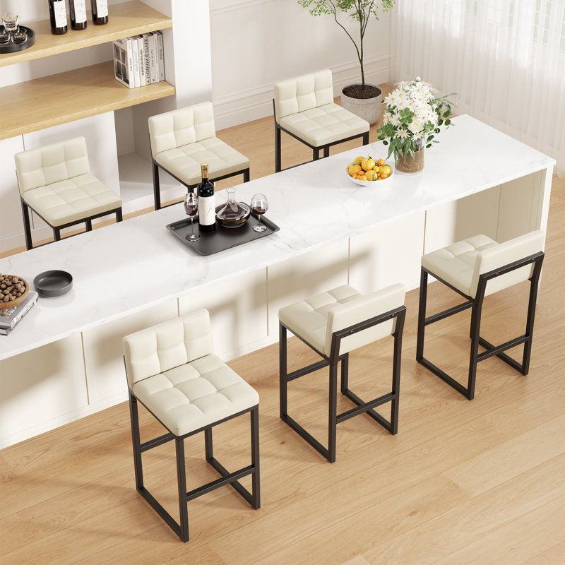 Counter Stool with Metal Frame, Beige