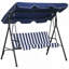 Balancelle d'extérieur 3 places avec coussin amovible, support à structure en acier et auvent inclinable réglable pour patio, jardin, piscine, balcon, cour arrière, bleu foncé