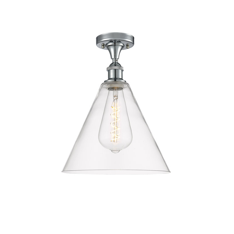 Plafonnier semi-encastré 1 lumière Anastasiea, H 14,75 po x l 12 po x P 12 po, Transparent, Chrome poli