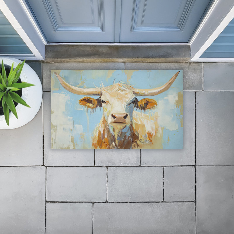  Paillasson recyclé à motif abstrait antidérapant Texas Longhorn