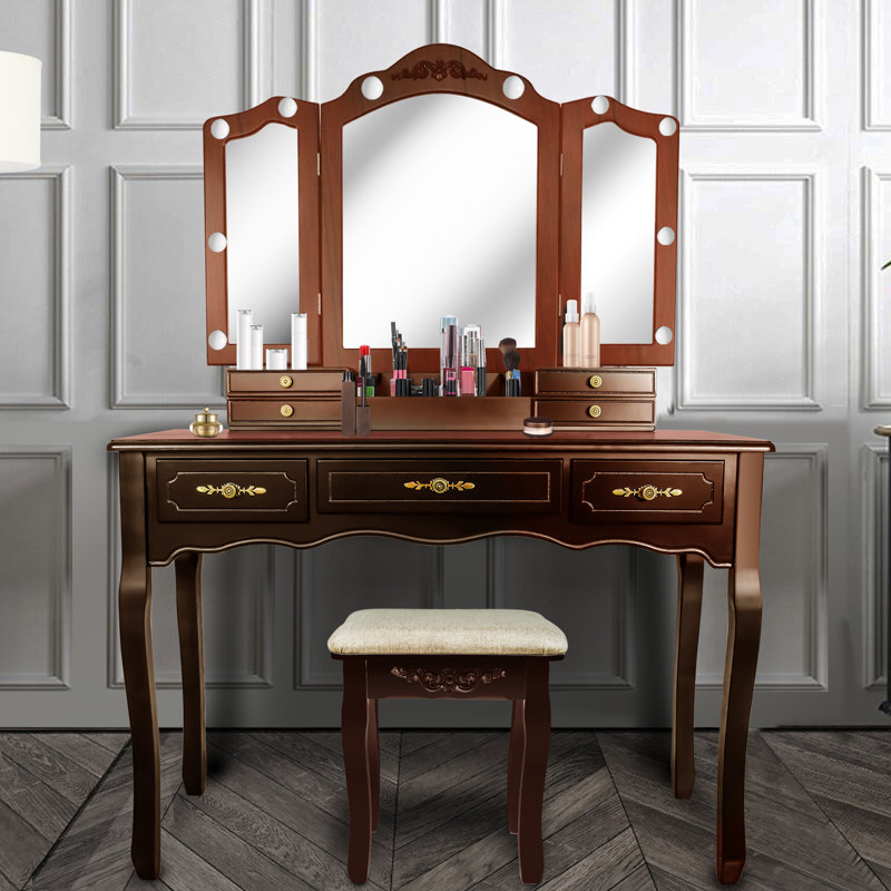 Ensemble coiffeuse et tabouret Mandi