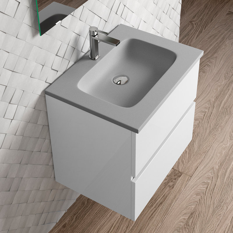 Lavabo de salle de bain rectangulaire encastrable en résine 18,12 po DAX, Argenté