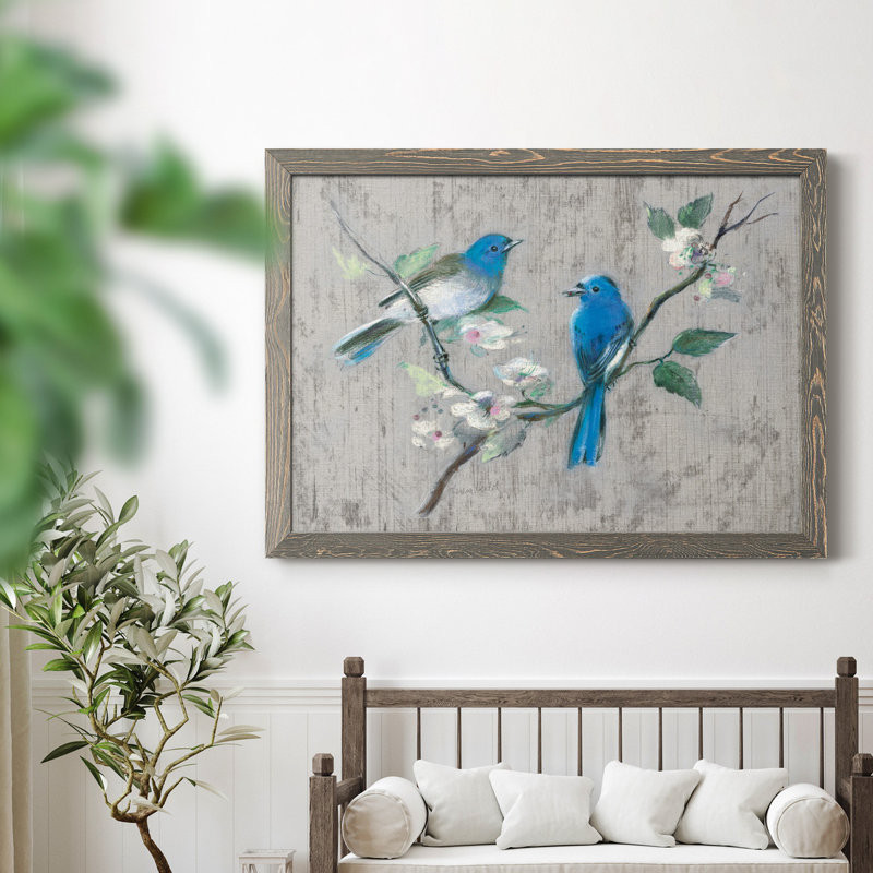 Chanson du printemps I - peinture sur toile encadrée, H 37,5 po x l 27,5 po x P 1,5 po, Gris