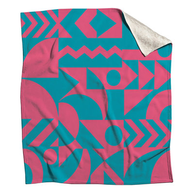 Pink Blue Geometric Shapes Blankets