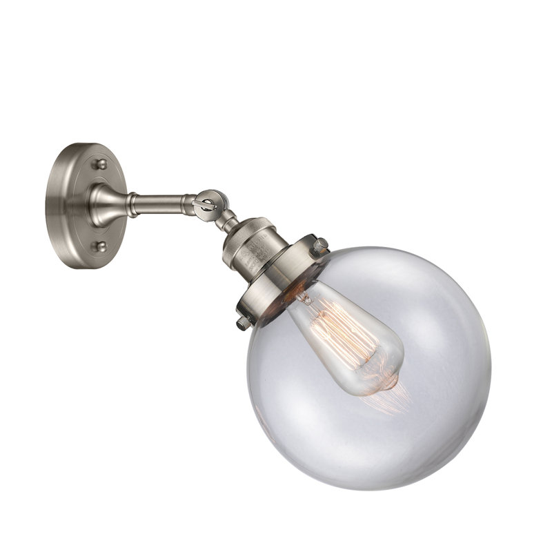 Applique murale pour salle de bain 1 lumière Clementina, Ampoule incandescente rétro de 60 watts, Transparent