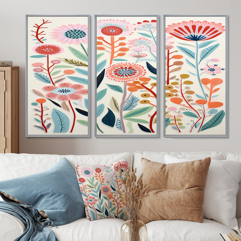 Ensemble de salon Ellicott - Botanicals Wall Art, Encadrement argenté, H 32 po x l 48 po x P 1 po