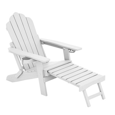 HIPS Folding Adirondack Chair Adjustable Chair with Ottoman Fire Pit Patio Chair for Outdoor