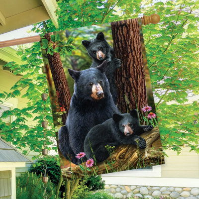 Black Bear Family Nature House Flag