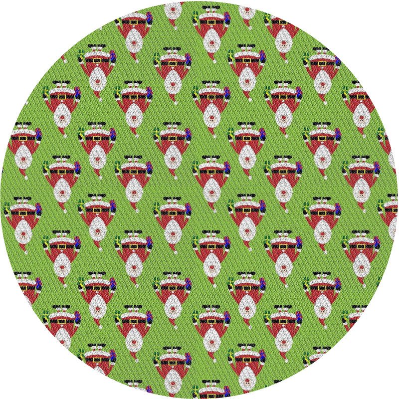 Tapis décoratif vert Bonda, Rond 8 pi