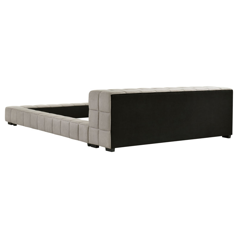 Lit plateforme double tapissier Trinity Vert, Double, Brun