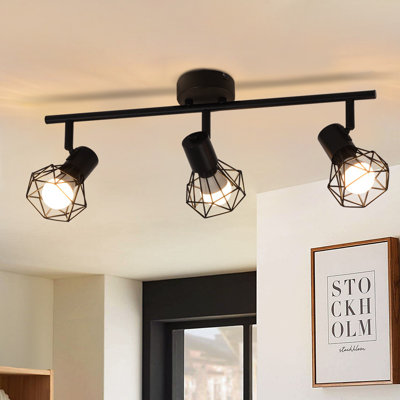 Spotlight 3 -Light E14 - Black Vintage Swiveling 350 ° Ceiling Light Allorah