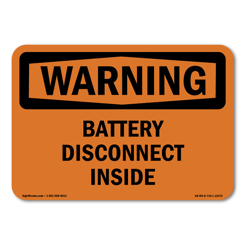 Battery Disconnect Inside Decal 14" X 10"