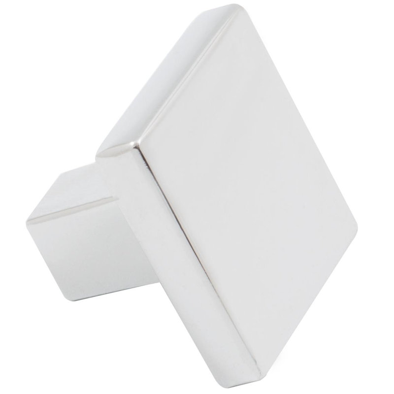 Contemporary 1 1/8" Length Square Knob, Polished Chrome