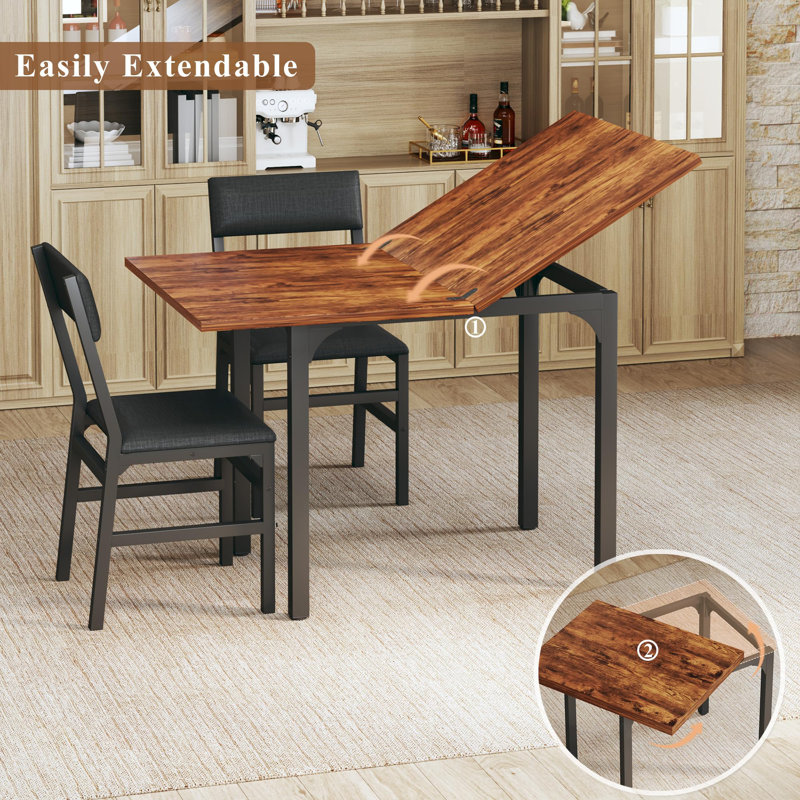 Ensemble de table de salle à manger pliable 5 pièces avec plateau en bois extensible, H 30,3 po x l 31,5 po x P 47,2 po