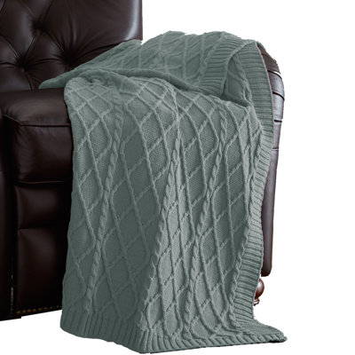 Modern Threads Creuse 100% Cotton Oversized Cable Diamond Knit Throw
