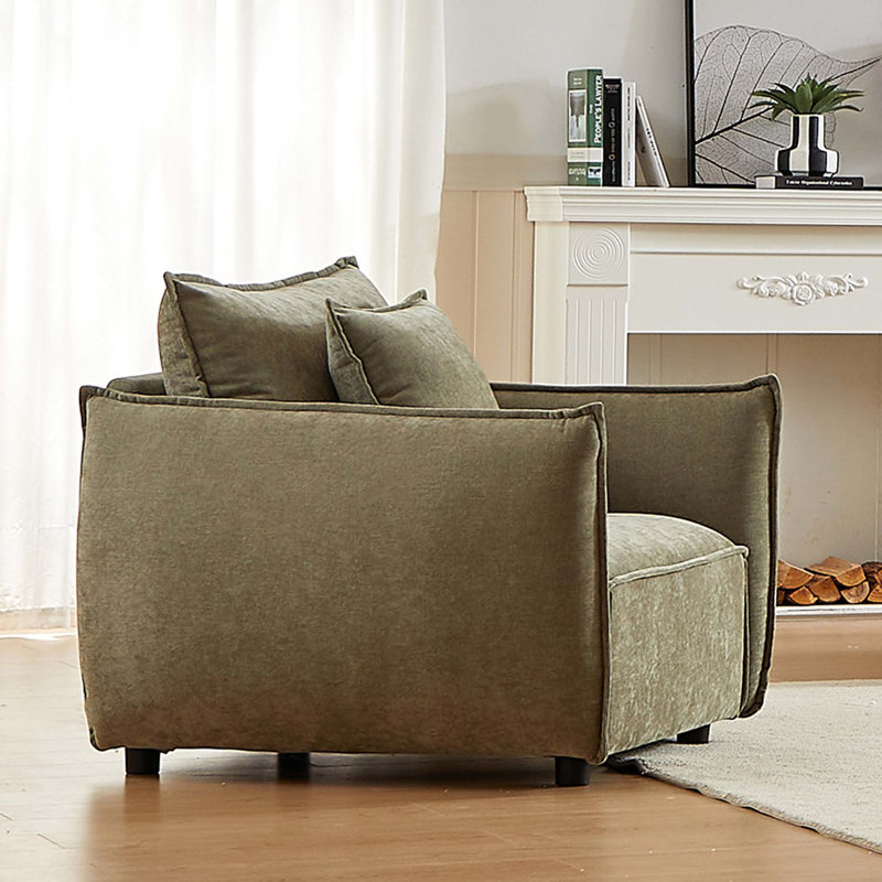 Minimaliste, canapé, salon, fauteuil rembourré, chambre à coucher, Vert clair