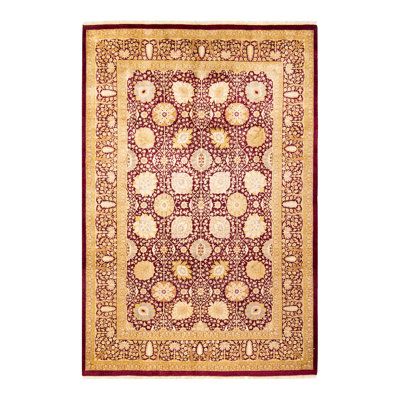 Tapis unique noué à la main rouge de 6 pi 1 po x 9 pi 3 po Keenan