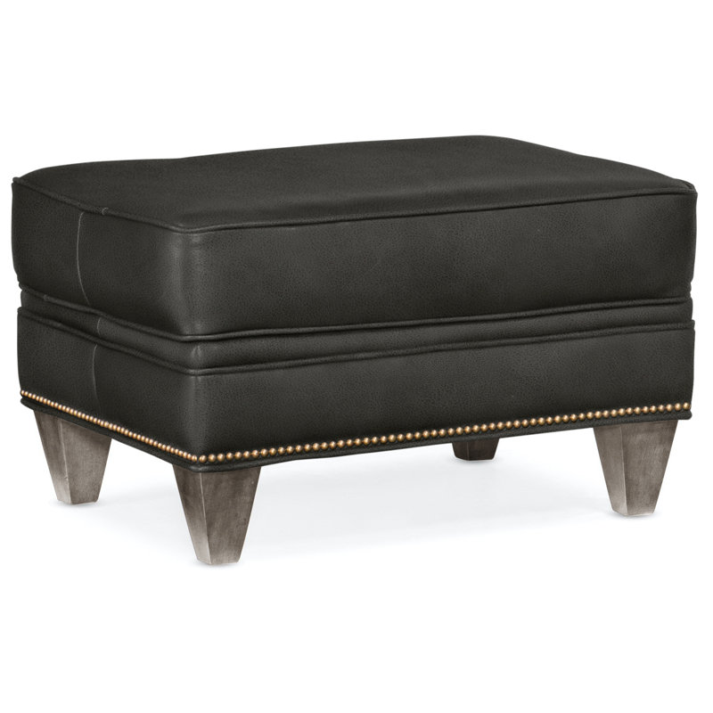 Reddish Ottoman, Stone, French Natural, Aline Fumo Genuine Leather