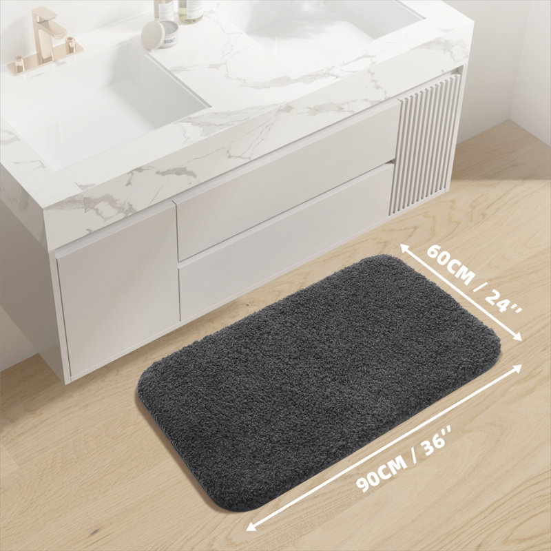 Tapis pour salle de bain Gaenside, L 32 po x l 20 po, Noir, noir, noir, noir