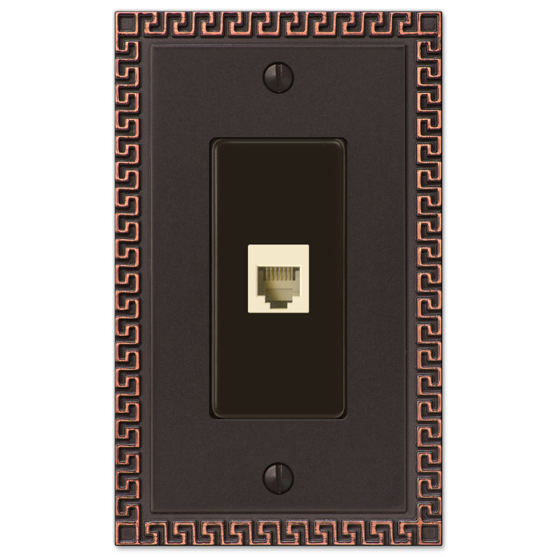 Plaque murale 1 connecteur pour téléphone Greek, Bronze