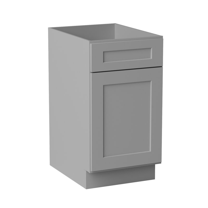 Sinber Ready to Assemble Solid Wood Shaker Base Kitchen Cabinet, Gray, 18"