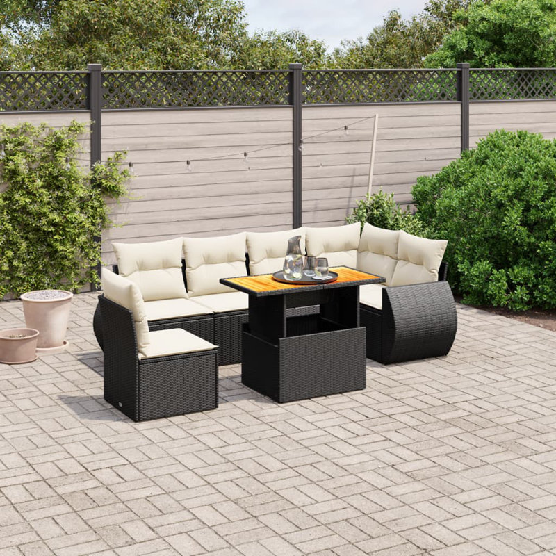 Ensemble de canapé de jardin Vidaxl noir, blanc crème
