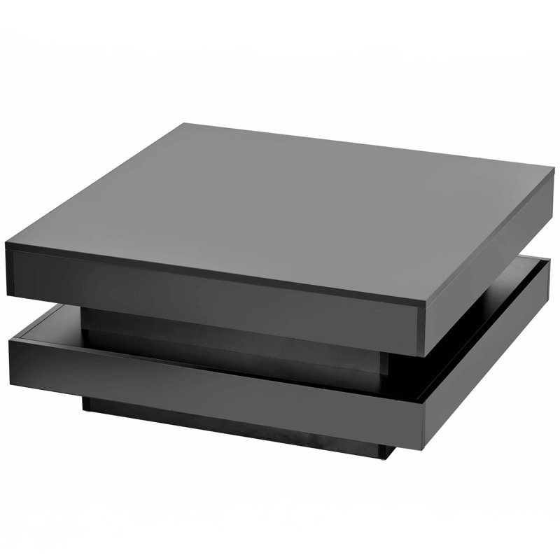 High Gloss Minimalist Design With LED Lights, Black