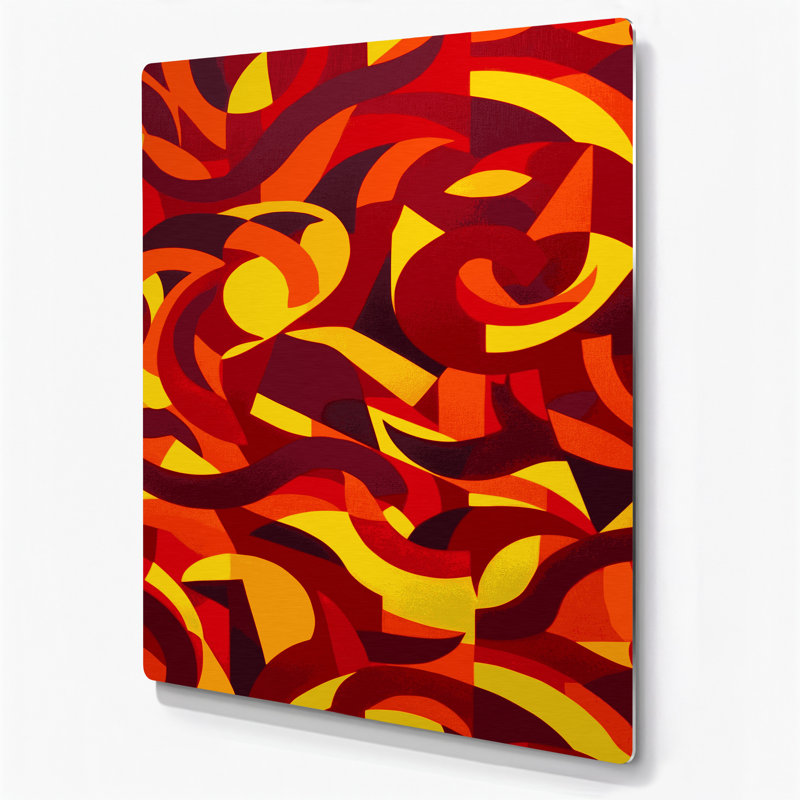 Abstract Shapes 18 Red Metal Wall Art