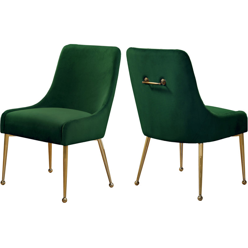 Chaise d'appoint rembourrée en velours Owen, Velours vert