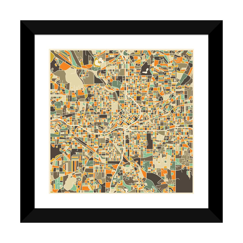 «Abstract City Map of Atlanta» par Jazzberry Blue - impression sur toile tendue, H 16 po x l 16 po x p 1 po