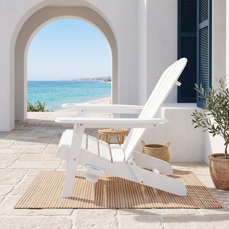 Chaise pliante avec porte-gobelets, Blanc