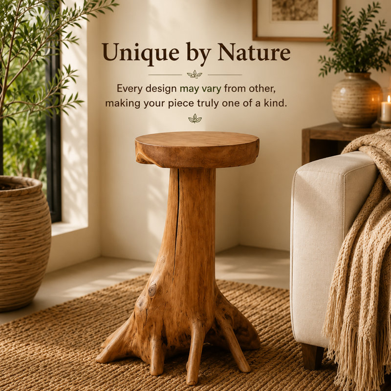Burruss Solid Wood Tree Stump End Table