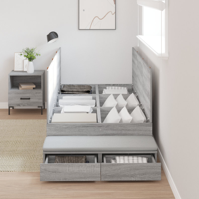 Bed, European Single (90 x 200 cm), Grey Sonoma