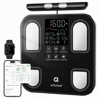 Balance d'impédancemètre intelligente Arboleaf à 8 électrodes avec poignée rétractable, capacité de 181 kg (400 lb).