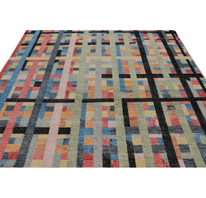 Homage Hand Knotted Wool Geometric Area Rug, Rectangle 5' x 7'